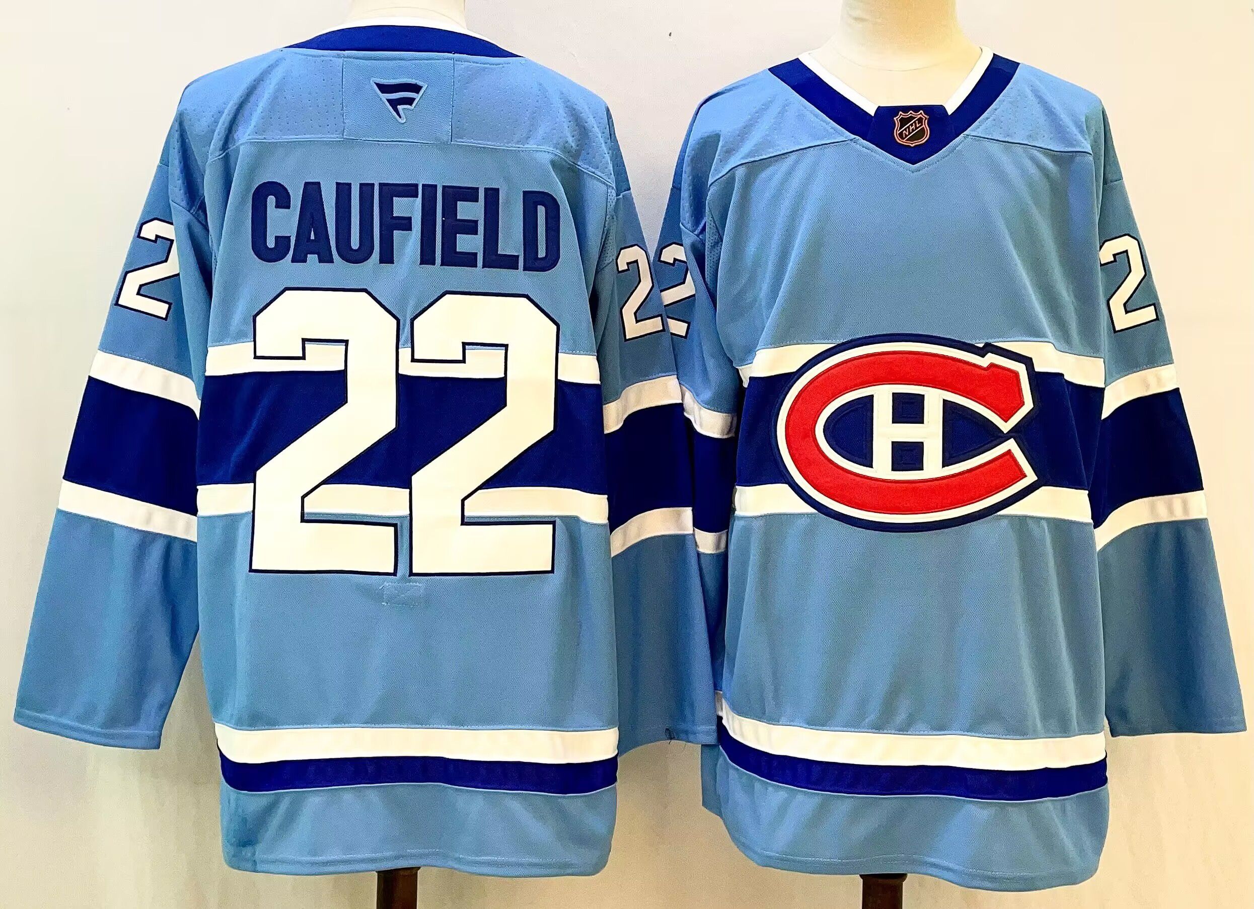 Men Montreal Canadiens #22 Caufield Light Blue 2026 Adidias NHL Jersey style 001